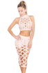 Apricot Slaver Lattice Hollow-out 3pcs Bandage Skirt Set